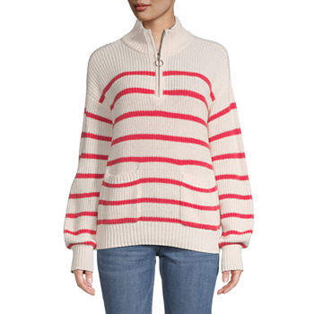 St. John's Bay Womens Long Sleeve Striped Pullover Sweater