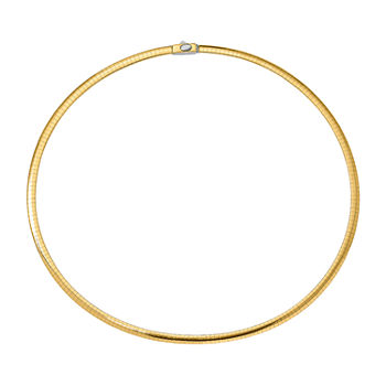 14K Gold 18 Inch Semisolid Omega Chain Necklace