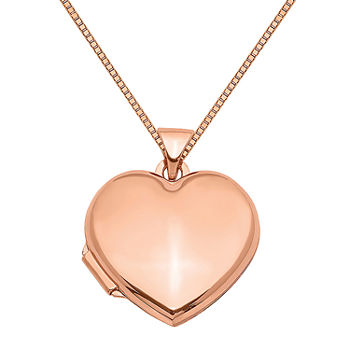 Womens 14K Rose Gold Heart Locket Necklace