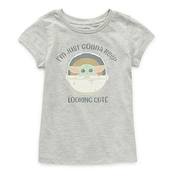Disney Collection The Child Little & Big Girls Crew Neck Star Wars Short Sleeve Graphic T-Shirt