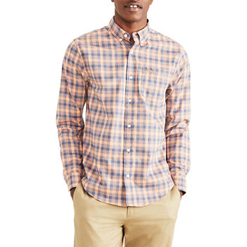 Dockers Signature Comfort Flex Mens Classic Fit Long Sleeve Plaid Button-Down Shirt