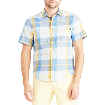 Dockers Casual Mens Regular Fit Short Sleeve Plaid Button-Down Shirt