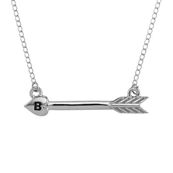 Personalized 14K White Gold Initial Arrow Pendant Necklace