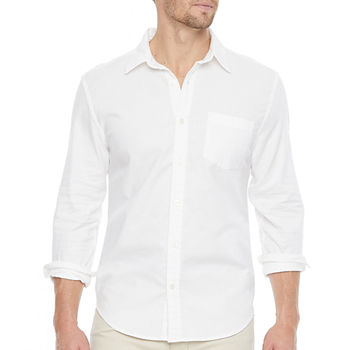 Mutual Weave Stretch Oxford Mens Regular Fit Long Sleeve Button-Down Shirt