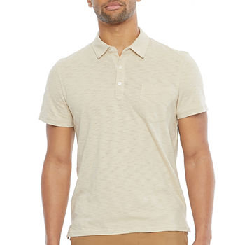 mutual weave Slub Mens Regular Fit Easy-on + Easy-off Adaptive Short Sleeve Pocket Polo Shirt