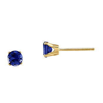 Round Genuine Blue Sapphire 14K Yellow Gold Earrings