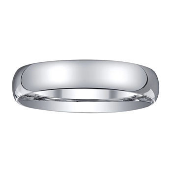 Womens 4mm Silver Domed Wedding Band Ring