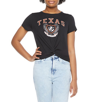 Texas Juniors Womens Knot Front Graphic T-Shirt