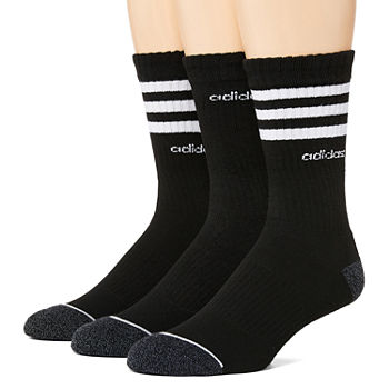 adidas Core 3 Stripe Mens 3 Pair Crew Socks