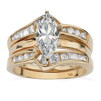 DiamonArt® Womens 3 1/2 CT. T.W White Cubic Zirconia 18K Gold Over Silver Diamond Bridal Set