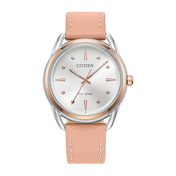 Drive from Citizen Womens Pink Leather Strap Watch Fe7096-08a