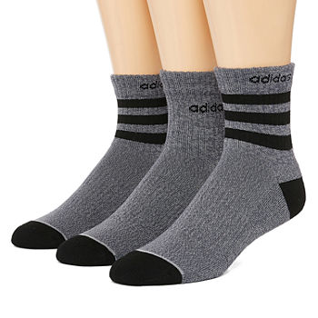adidas Core 3 Stripe Mens 3 Pair Quarter Socks