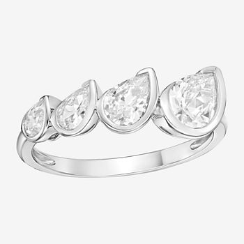 Diamonart 2.5MM Simulated Cubic Zirconia Sterling Silver Band