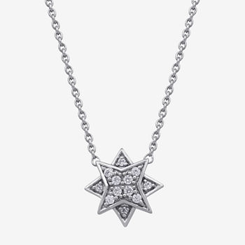 North Star Womens 1/10 CT. T.W. Genuine Diamond Sterling Silver Star Pendant Necklace