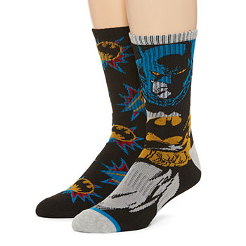 Mens 2 Pair Batman Crew Socks