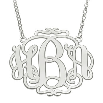 Personalized 31x39mm Scroll Monogram Initial Pendant Necklace