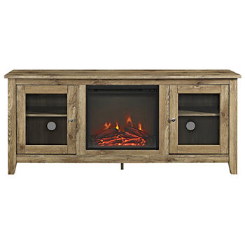 58" Wood Media TV Stand Console with Electric Fireplace