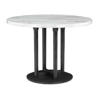 Signature Design by Ashley Collins Dining Collection Round Faux Marble-Top Dining Table