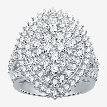 Womens 3 CT. T.W. Lab Grown Diamond 10K White Gold Cocktail Ring