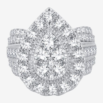 Womens 4 CT. T.W. Lab Grown White Diamond 10K White Gold Engagement Ring