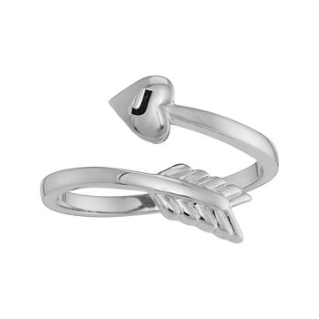 Personalized Sterling Silver Bypass Arrow Initial Ring
