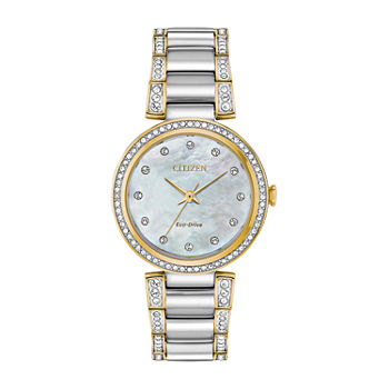 Citizen Silhouette Crystal Womens Crystal Accent Two Tone Stainless Steel Bracelet Watch Em0844-58d