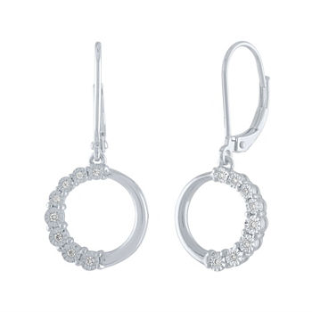 1/10 CT. T.W. Genuine White Diamond Sterling Silver Circle Drop Earrings