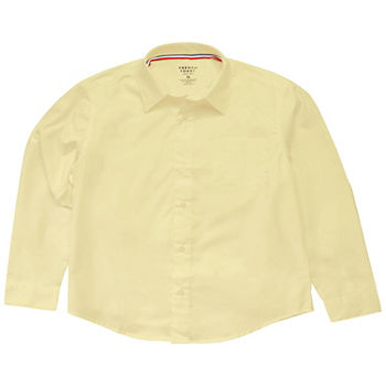 French Toast Boys Button Down Collar Long Sleeve Wrinkle Resistant Dress Shirt