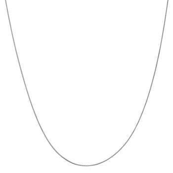 14K White Gold 14 Inch Solid Box Chain Necklace