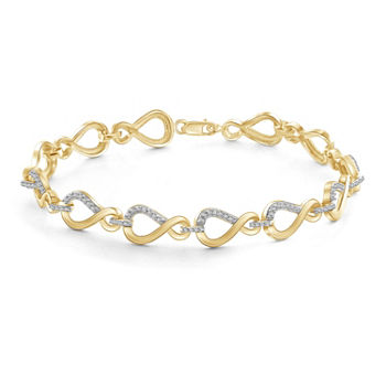 Diamond Accent 14K Gold Over Brass 7.5 Inch Solid Infinity Link Bracelet