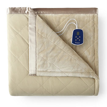 Micro Flannel Micro Flannel®Ultra Velvet Reversing To Quilted  Heated Blanket Heated Midweight Electric Blanket