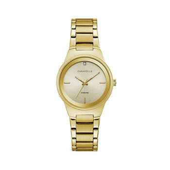 Caravelle Designed By Bulova Womens Gold Tone Stainless Steel Bracelet Watch 44p101