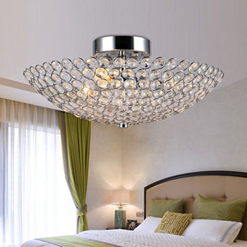Flush Mount Lighting Ceiling Lamps For The Home Marilla 3 Light 16 Inch Chrome Crystal Semi Flush Mount