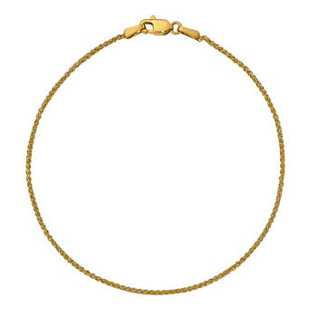 14K Gold 7 Inch Solid Wheat Chain Bracelet