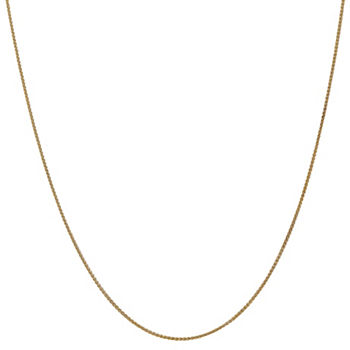 14K Gold 14 Inch Solid Wheat Chain Necklace