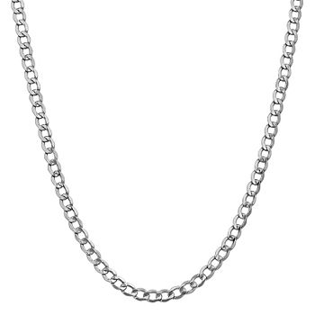 14K White Gold 16 Inch Semisolid Curb Chain Necklace