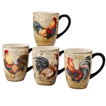 Certified International Gilded Rooster 4-pc. Coffee Mug