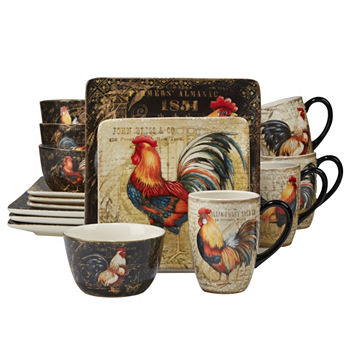 Certified International Gilded Rooster 16-pc. Ceramic Dinnerware Set