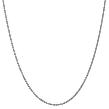 14K White Gold 16 Inch Solid Wheat Chain Necklace