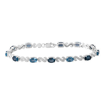 Diamond Accent Blue Topaz Sterling Silver 7.25 Inch Tennis Bracelet