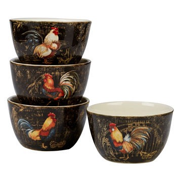 Certified International Gilded Rooster 4-pc. Dishwasher Safe Ceramic Ice Cream Bowl