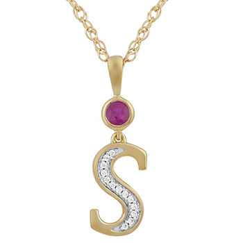 S Womens Lab Created Red Ruby 14K Gold Over Silver Pendant Necklace