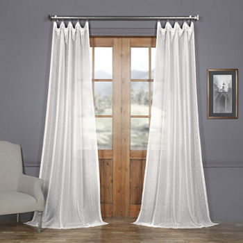 Exclusive Fabrics & Furnishing Patterned Linen Sheer Rod Pocket Single Curtain Panel