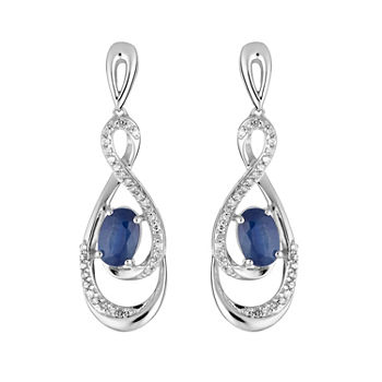1/5 CT. T.W. Genuine Blue Sapphire 10K White Gold Drop Earrings
