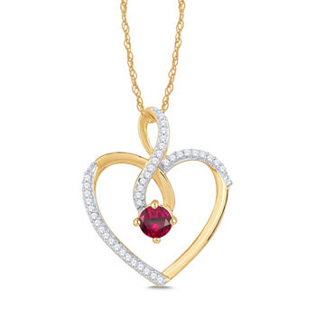 Womens 1/8 CT. T.W. Lead Glass-Filled Red Ruby 10K Gold Pendant Necklace
