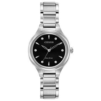 Citizen Corso Womens Diamond Accent Silver Tone Stainless Steel Bracelet Watch Fe2100-51e