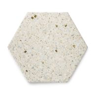 Hexagon field in Crème with Light Aggregate and Brass