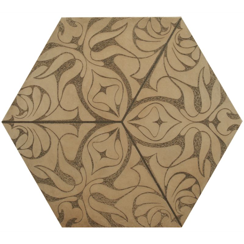 12" x 13-7/8" eden hexagon decorative field in crème