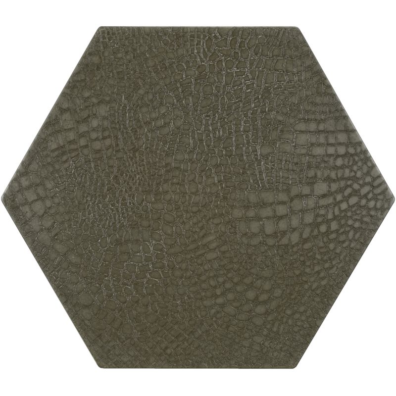 12" x 13-7/8" reptile hexagon decorative field in grey