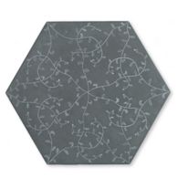 12" x 13-7/8" tendril hexagon decorative field in grey